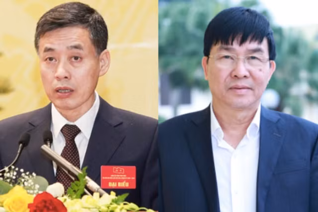 Ông Nguyễn Đức Tài (bên trái) thôi chức Giám đốc Sở Xây dựng và ông Nguyễn Thanh Tùng, Giám đốc Sở Tài chính. Ảnh: Vĩnh Phúc