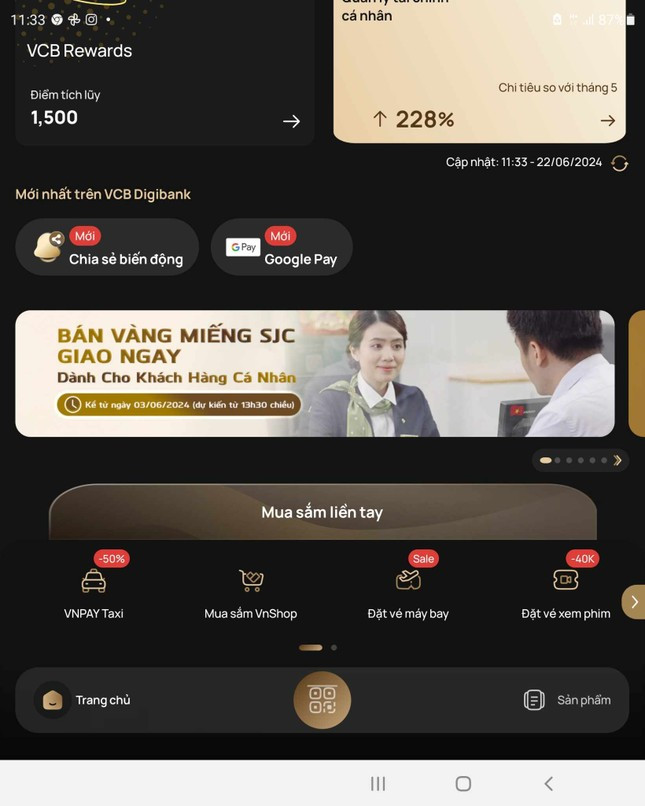 Ngân hàng Vietcombank sẽ triển khai bán vàng SJC trên app tới đây Ngân hàng Vietcombank sẽ triển khai bán vàng SJC trên app tới đây