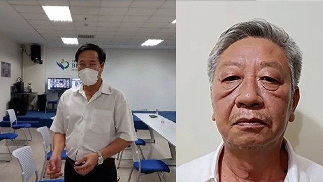 Cựu Giám đốc Sở Y tế Bình Dương Nguyễn Thành Danh (trái) và cựu Giám đốc CDC Bình Dương Nguyễn Hồng Chương.