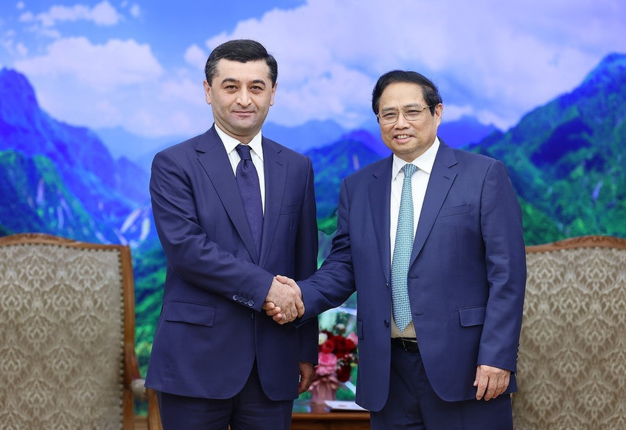 Thủ tướng Phạm Minh Chính tiếp Bộ trưởng Bộ Ngoại giao Uzbekistan Bakhtiyor Saidov. (Ảnh: Dương Giang/TTXVN) Thủ tướng Phạm Minh Chính tiếp Bộ trưởng Bộ Ngoại giao Uzbekistan Bakhtiyor Saidov. (Ảnh: Dương Giang/TTXVN)