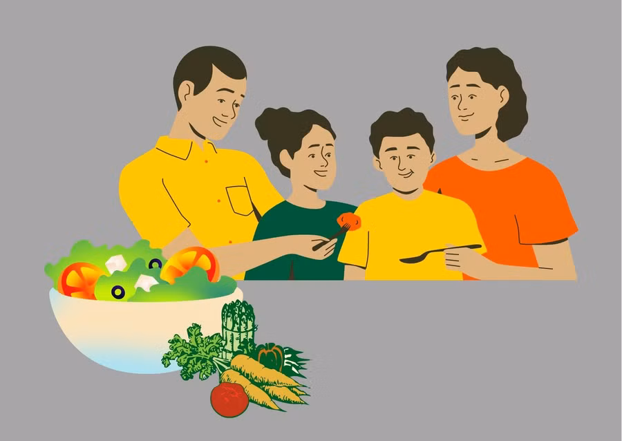 Nguyên tắc ăn uống cơ bản cho trẻ bị bệnh tiểu đường mà cha mẹ cần lưu ý như theo dõi lượng carbohydrate, ăn uống đều đặn,... Đồ họa: Thanh Thanh