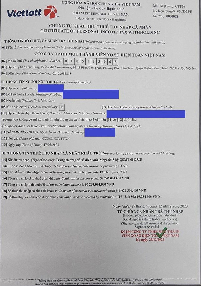 Ông D nộp thuế thu nhập cá nhân 10% tổng giá trị giải thưởng. Ông D nộp thuế thu nhập cá nhân 10% tổng giá trị giải thưởng.