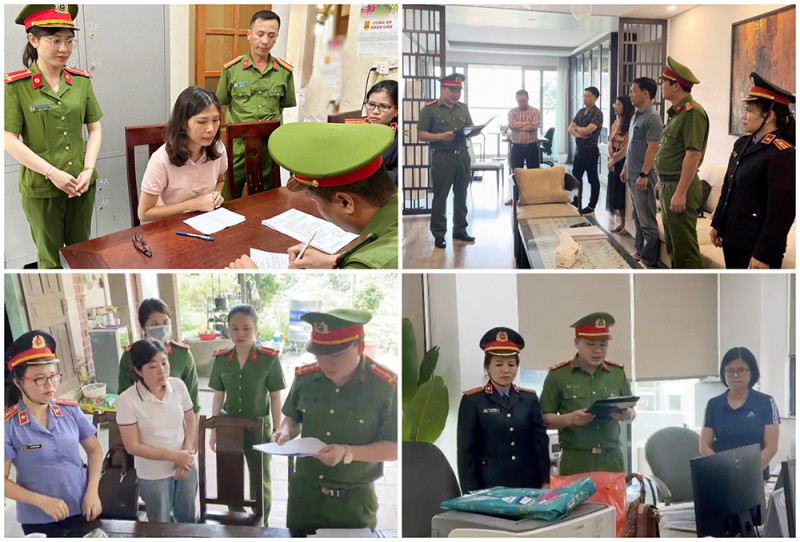 Cơ quan chức năng làm việc với các bị can.