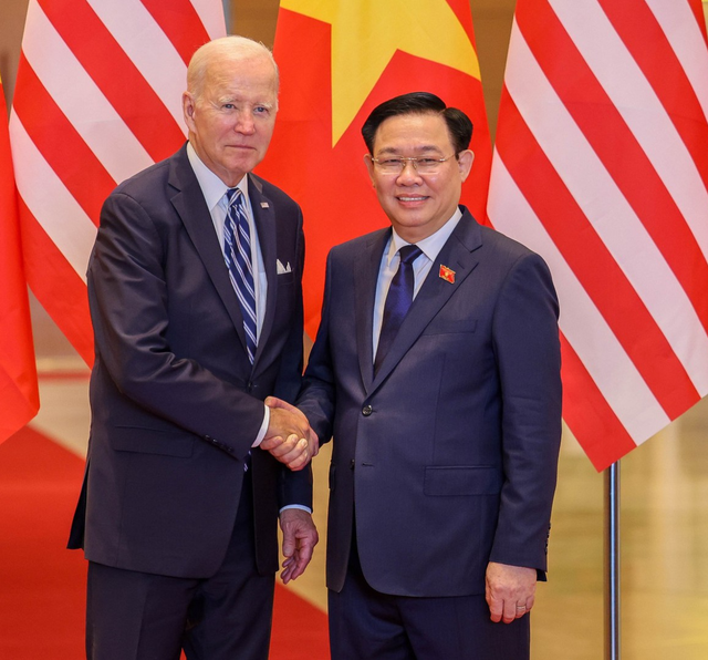 Tổng thống Mỹ Joe Biden hội kiến Chủ tịch Quốc hội Vương Đình Huệ. Ảnh: ĐẬU TIẾN ĐẠT