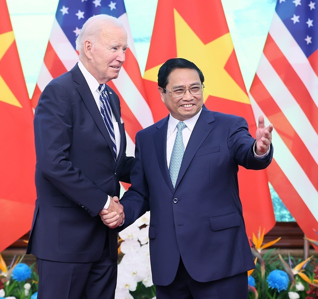 Tổng thống Mỹ Joe Biden hội kiến Thủ tướng Phạm Minh Chính. Ảnh: PHẠM QUANG VINH