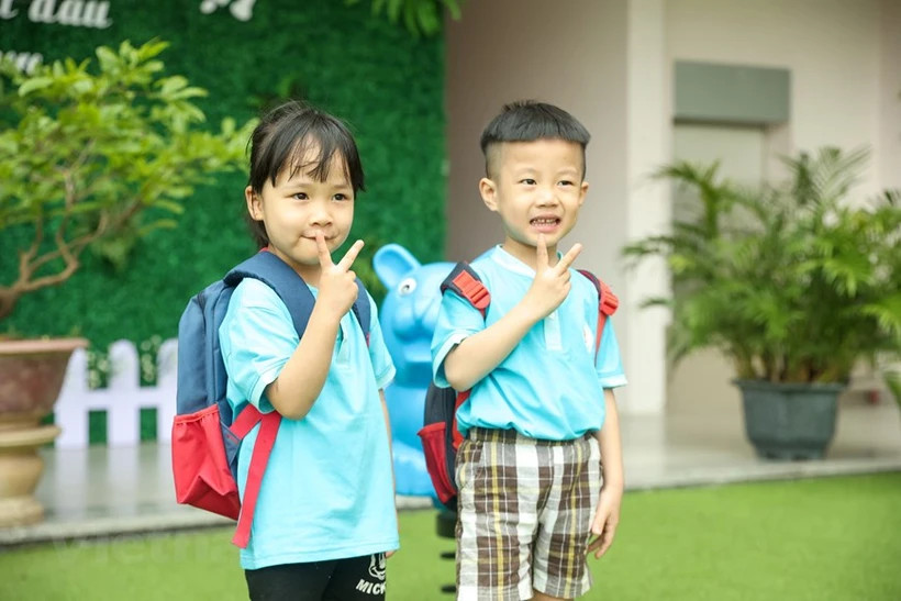 Học sinh Trường Mầm non Hoàng Liệt, Hoàng Mai, Hà Nội. (Ảnh: Hoàng Hiếu/Vietnam+) Học sinh Trường Mầm non Hoàng Liệt, Hoàng Mai, Hà Nội. (Ảnh: Hoàng Hiếu/Vietnam+)