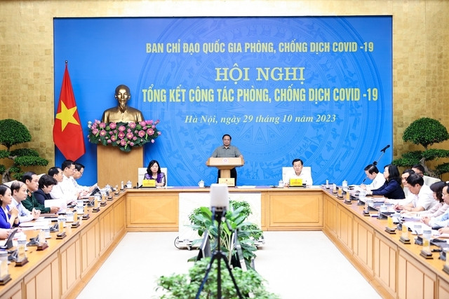 Thủ tướng Phạm Minh Chính chủ trì Hội nghị tổng kết công tác phòng, chống dịch Covid-19. Ảnh: VGP Thủ tướng Phạm Minh Chính chủ trì Hội nghị tổng kết công tác phòng, chống dịch Covid-19. Ảnh: VGP
