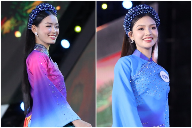 Những người đẹp rạng rỡ trong tà áo dài của nhà thiết kế Việt Hùng. Ảnh: Minh Hy