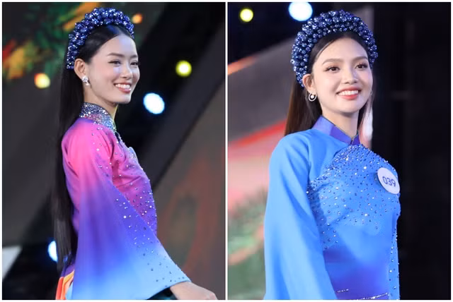 Người đẹp Bình Định đăng quang Hoa hậu Thế giới Việt Nam 2023 - Ảnh 4. Những người đẹp rạng rỡ trong tà áo dài của nhà thiết kế Việt Hùng. Ảnh: Minh Hy