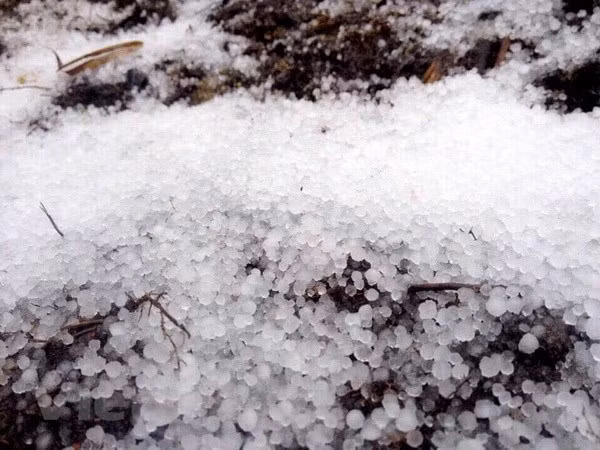 Mưa đá tại Fansipan. (Nguồn: Vietnam+)