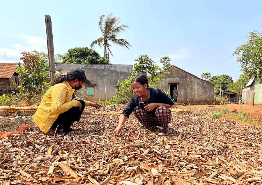 Do đặc thù chủ yếu là làm nông thu nhập của bà con trong làng chủ yếu dựa vào sản xuất bời lời nên kinh tế vẫn còn khó khăn. Ảnh: Vũ Thảo Do đặc thù chủ yếu là làm nông thu nhập của bà con trong làng chủ yếu dựa vào sản xuất bời lời nên kinh tế vẫn còn khó khăn. Ảnh: Vũ Thảo