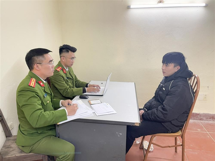 Đối tượng Nguyễn Văn Thường tại cơ quan công an Đối tượng Nguyễn Văn Thường tại cơ quan công an