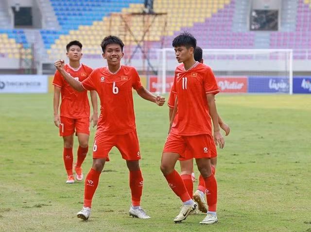 Chiến thắng xứng đáng cho U.16 Việt Nam. Ảnh VFF