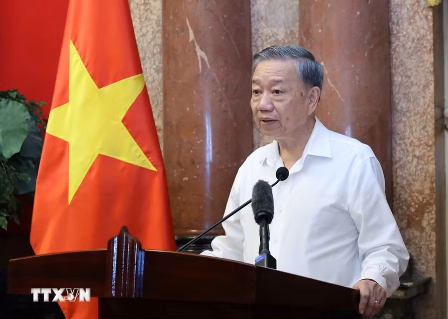 Chủ tịch nước Tô Lâm phát biểu. (Ảnh: Nhan Sáng/TTXVN)