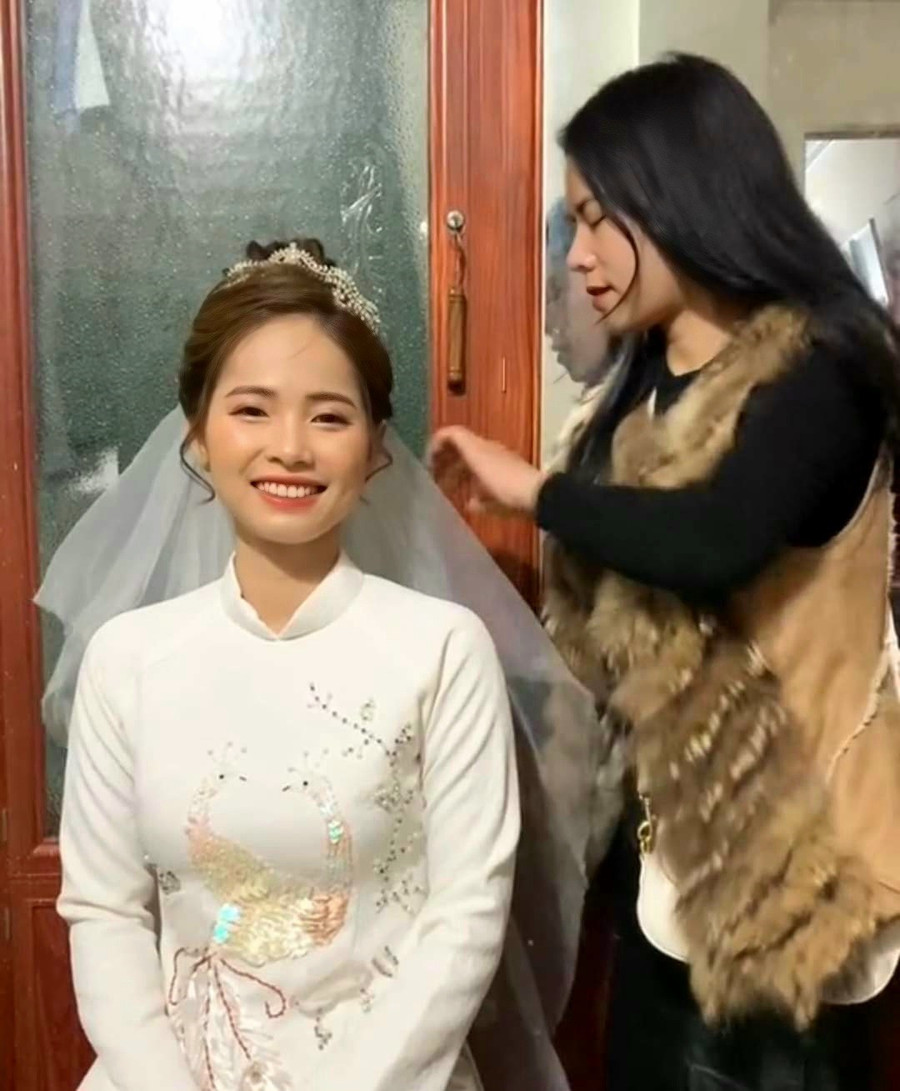 Cô dâu Bảo An xinh đẹp trong ngày cưới. Ảnh: Tiên makeup.