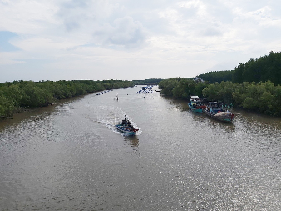 Cồn Bửng, xã Thạnh Hải điểm tập kết vũ khí từ Đoàn tàu không số vào chi viện năm xưa. Ảnh: Hòa Hội