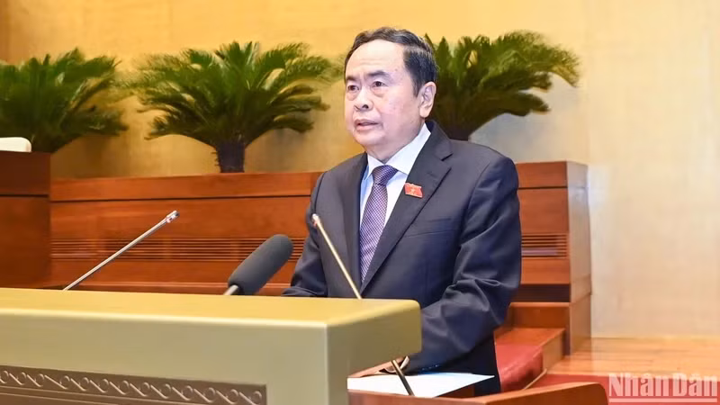 Chủ tịch Quốc hội Trần Thanh Mẫn phát biểu khai mạc Kỳ họp bất thường lần thứ 8, Quốc hội khóa XV. (Ảnh: DUY LINH/NDO)