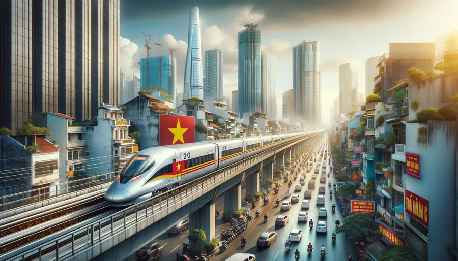 Đầu tư đường sắt tốc độ cao để giảm chi phí logistics, nâng cao năng lực cạnh tranh của nền kinh tế (ảnh minh họa bằng ứng dụng AI Chat GPT)