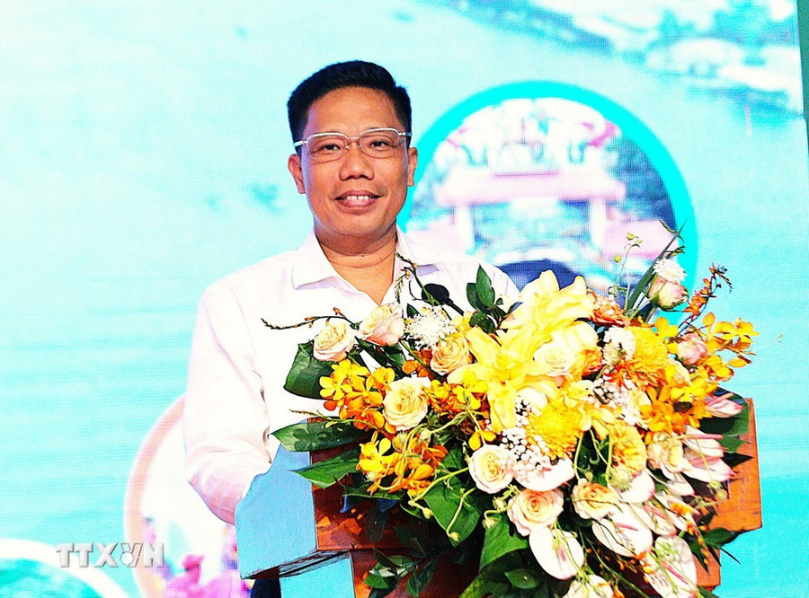 Ông Nguyễn Thực Hiện, Phó Chủ tịch UBND thành phố Cần Thơ phát biểu tại Ngày hội. (Ảnh: Ánh Tuyết/TTXVN)