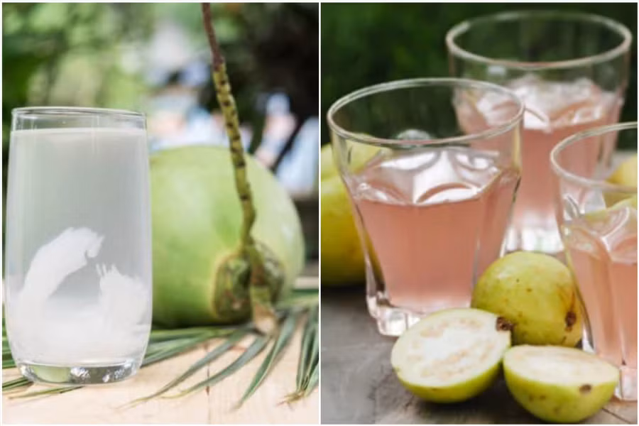 Thức uống từ dừa và ổi giúp kiểm soát lượng đường trong máu. Đồ họa: Thanh Thanh