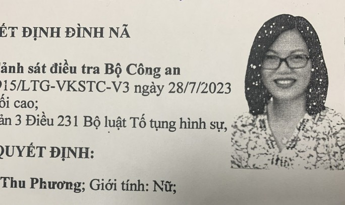 Bộ Công an: Nguyên thư ký tài chính Công ty AIC về nước đầu thú - Ảnh 1. Quyết định đình nã đối với Nguyễn Thị Phương.