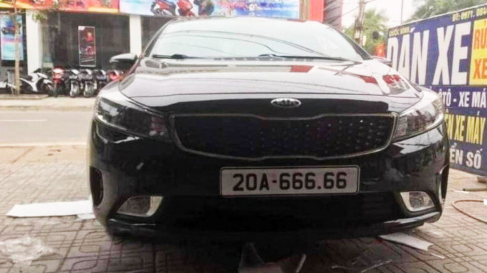 Biển số 20A-666.66 được đeo trên chiếc xe Kia được xác định là biển số thật, do cơ quan công an cấp.