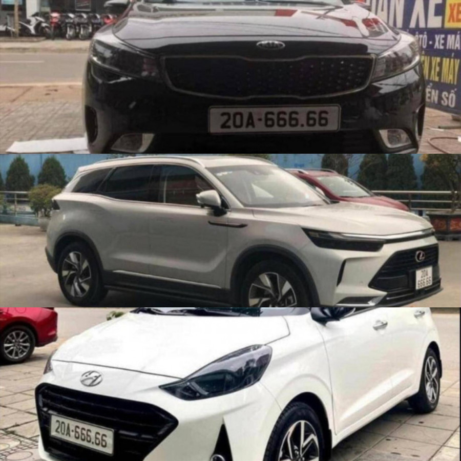 Cả 3 phương tiện đều sử dụng biển số 20A-666.66 tại Thái Nguyên.