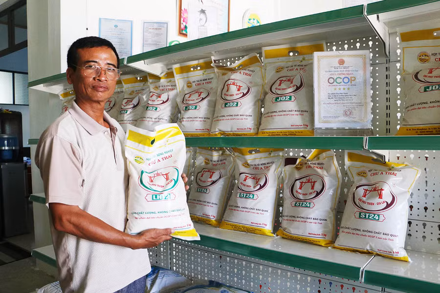 Sản phẩm gạo Phú Thiện của HTX Nông nghiệp Chư A Thai được công nhận OCOP 4 sao cấp tỉnh. Ảnh: Nguyễn Diệp