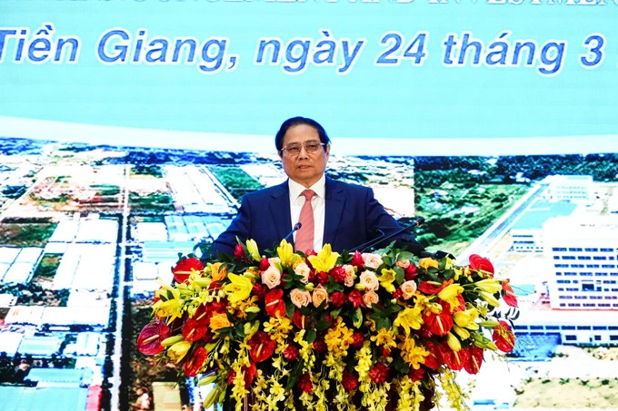 Thủ tướng Chính phủ Phạm Minh Chính phát biểu tại Hội nghị công bố quy hoạch tỉnh Tiền Giang thời kỳ 2021-2030, tầm nhìn đến năm 2050 và xúc tiến đầu tư vào tỉnh. Ảnh: Ngọc Phúc/SGGPO Thủ tướng Chính phủ Phạm Minh Chính phát biểu tại Hội nghị công bố quy hoạch tỉnh Tiền Giang thời kỳ 2021-2030, tầm nhìn đến năm 2050 và xúc tiến đầu tư vào tỉnh. Ảnh: Ngọc Phúc/SGGPO