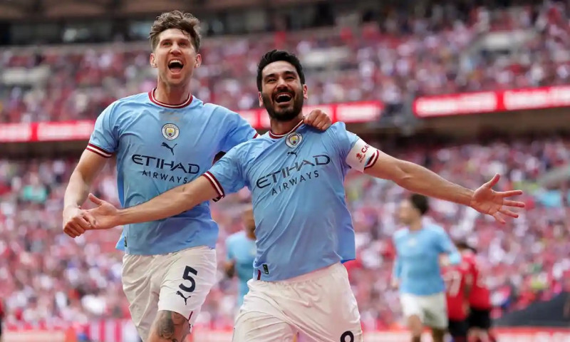 Ilkay Gundogan lập một cú đúp giúp Man City vượt qua MU trong trận chung kết Cup FA. Ảnh: PA. Ilkay Gundogan lập một cú đúp giúp Man City vượt qua MU trong trận chung kết Cup FA. Ảnh: PA.