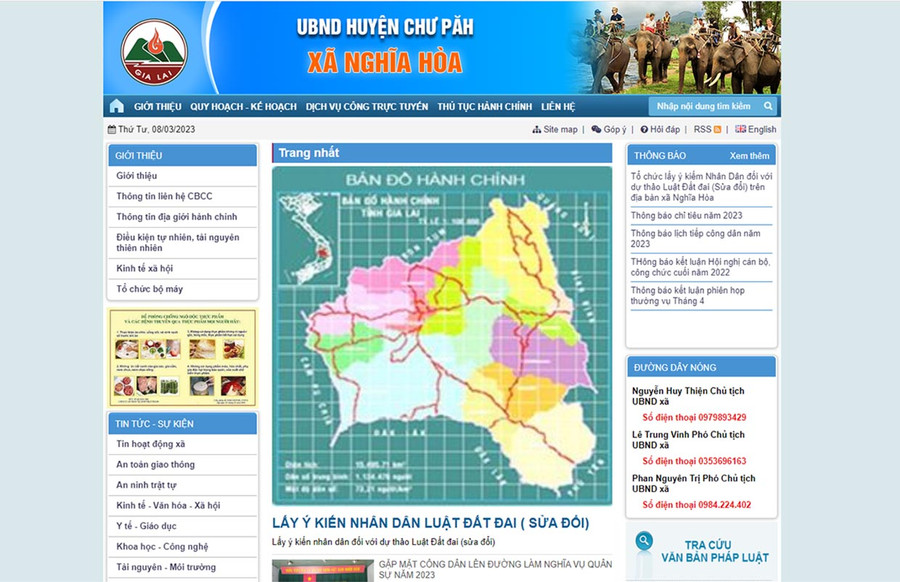 Đơn cử, ở phần tin hoạt động của Trang thông tin điện tử xã Nghĩa Hòa (huyện Chư Păh) chỉ có 2 bài viết. Ảnh chụp màn hình
