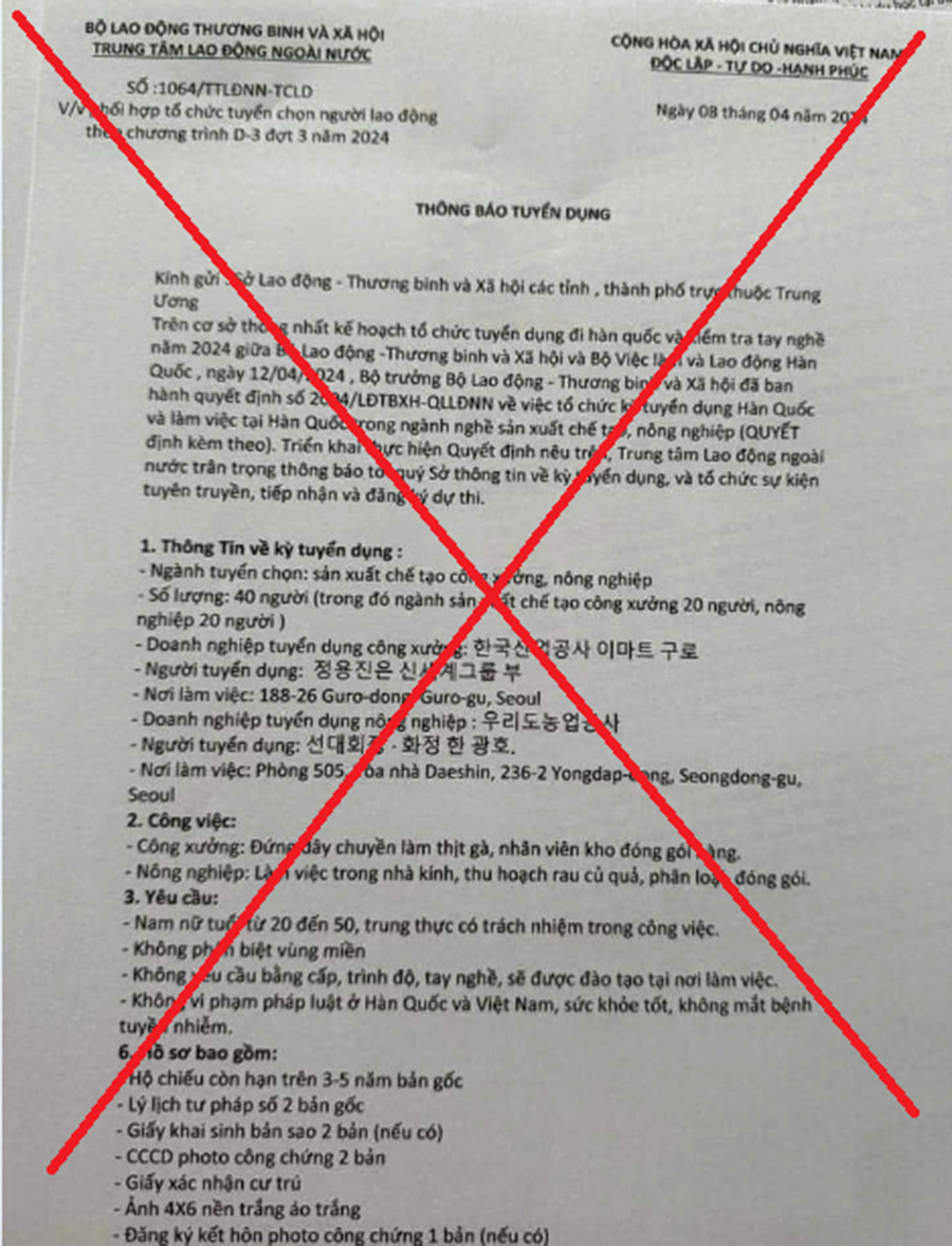 Người lao động cẩn trọng trước thông tin mạo danh Trung tâm Lao động ngoài nước (ảnh nguồn candcomvn) Người lao động cẩn trọng trước thông tin mạo danh Trung tâm Lao động ngoài nước (ảnh nguồn candcomvn)