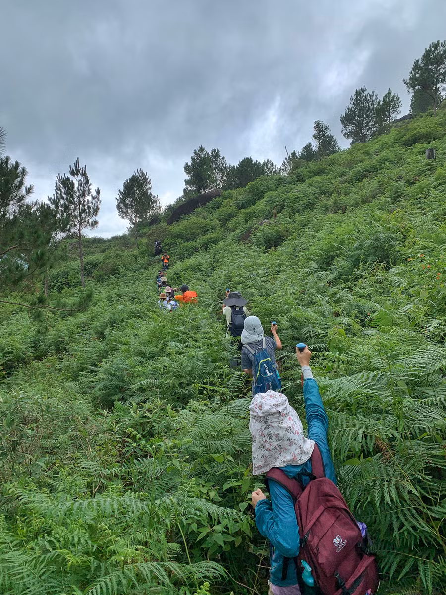 Hành trình chinh phục đỉnh Chư Nâm-đỉnh núi được mệnh danh là nóc nhà phía Tây của tỉnh với độ cao 1.472m. Ảnh: Minh Châu