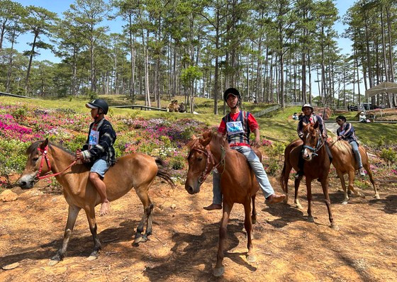 Những kỵ sĩ “chân đất” chuẩn bị trước khi vào giải đua. Ảnh: ĐOÀN KIÊN