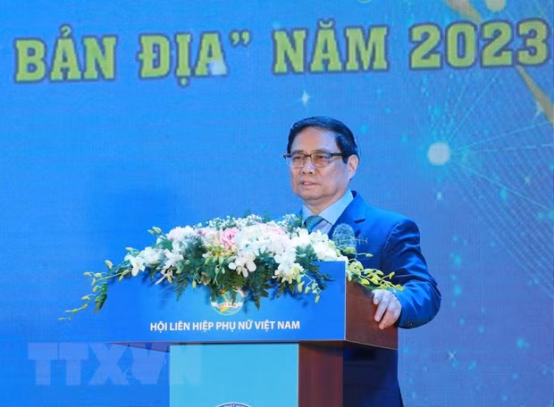 Thủ tướng Phạm Minh Chính phát biểu tại lễ trao giải. (Ảnh: Phương Hoa/TTXVN)