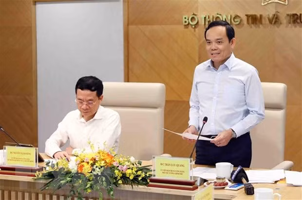 Phó Thủ tướng Trần Lưu Quang phát biểu. (Ảnh: Phạm Kiên/TTXVN)