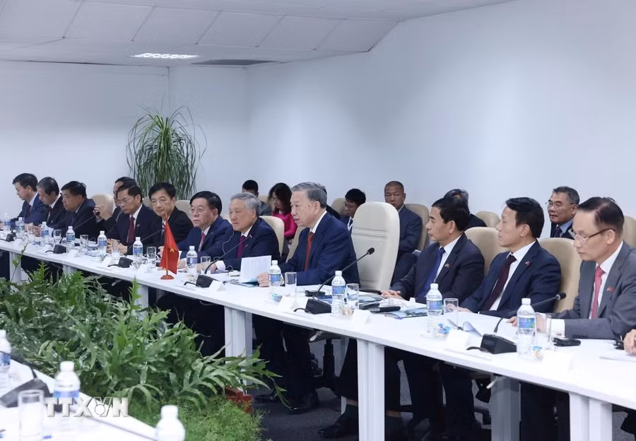 Tổng Bí thư, Chủ tịch nước Tô Lâm hội kiến Thủ tướng Cuba Manuel Marrero Cruz. (Ảnh: Lâm Khánh/TTXVN)