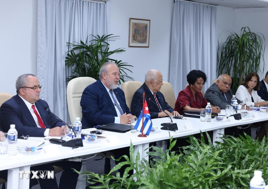 Thủ tướng Cuba Manuel Marrero Cruz phát biểu. (Ảnh: Lâm Khánh/TTXVN) Thủ tướng Cuba Manuel Marrero Cruz phát biểu. (Ảnh: Lâm Khánh/TTXVN)