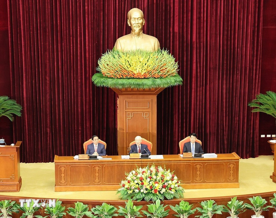 Tổng Bí thư Nguyễn Phú Trọng chủ trì và phát biểu khai mạc Hội nghị Trung ương lần thứ chín, khóa XIII. (Ảnh: Trí Dũng/ TTXVN) Tổng Bí thư Nguyễn Phú Trọng chủ trì và phát biểu khai mạc Hội nghị Trung ương lần thứ chín, khóa XIII. (Ảnh: Trí Dũng/ TTXVN)