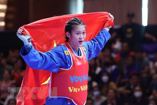 Đỗ Phương Thảo giành HCV đối kháng hạng cân 60kg nữ. (Ảnh: Hoàng Linh/TTXVN) Đỗ Phương Thảo giành HCV đối kháng hạng cân 60kg nữ. (Ảnh: Hoàng Linh/TTXVN)