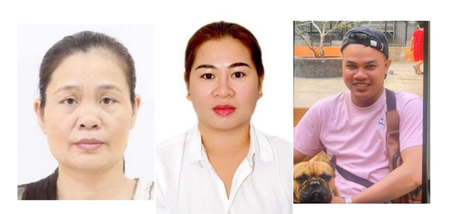 Từ trái qua phải: Các đối tượng Đậu Thị Khuyên, Nguyễn Thị Ngọc Hằng và Nguyễn Văn Khánh. (Ảnh: TTXVN phát)