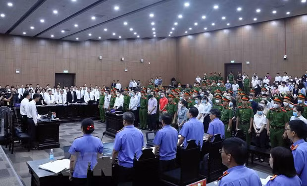 Quang cảnh phiên xét xử. (Ảnh: Phạm Kiên/TTXVN)