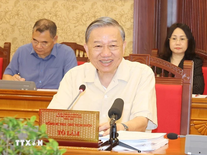 Tổng Bí thư, Chủ tịch nước Tô Lâm phát biểu kết luận. (Ảnh: Trí Dũng/TTXVN)