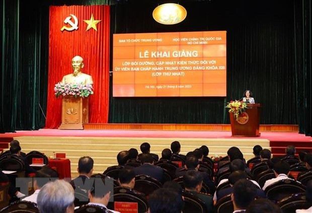 Bà Trương Thị Mai phát biểu chỉ đạo và khai giảng lớp học. (Ảnh: Văn Điệp/TTXVN) Bà Trương Thị Mai phát biểu chỉ đạo và khai giảng lớp học. (Ảnh: Văn Điệp/TTXVN)