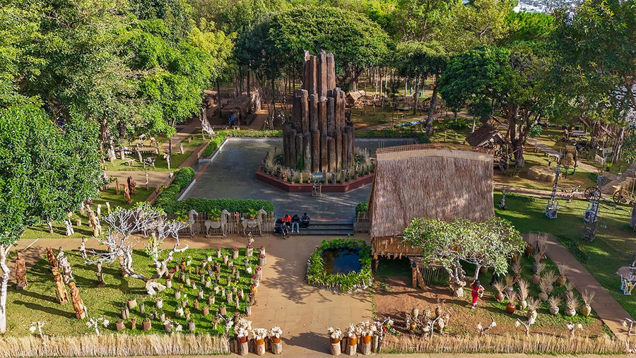 Không gian trưng bày “Thiên đường Tây Nguyên-Gia Lai” nhìn từ trên cao. Ảnh: Bi Ly