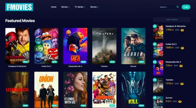 Giao diện của một trang web liên quan đến Fmovies. ẢNH: CHỤP MÀN HÌNH Giao diện của một trang web liên quan đến Fmovies. ẢNH: CHỤP MÀN HÌNH