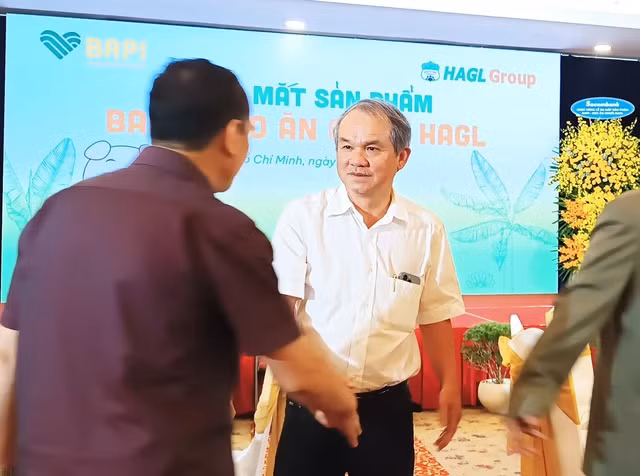 Bầu Đức tại lễ ra mắt sản phẩm Bapi - heo ăn chuối HAGL vào tháng 9-2022