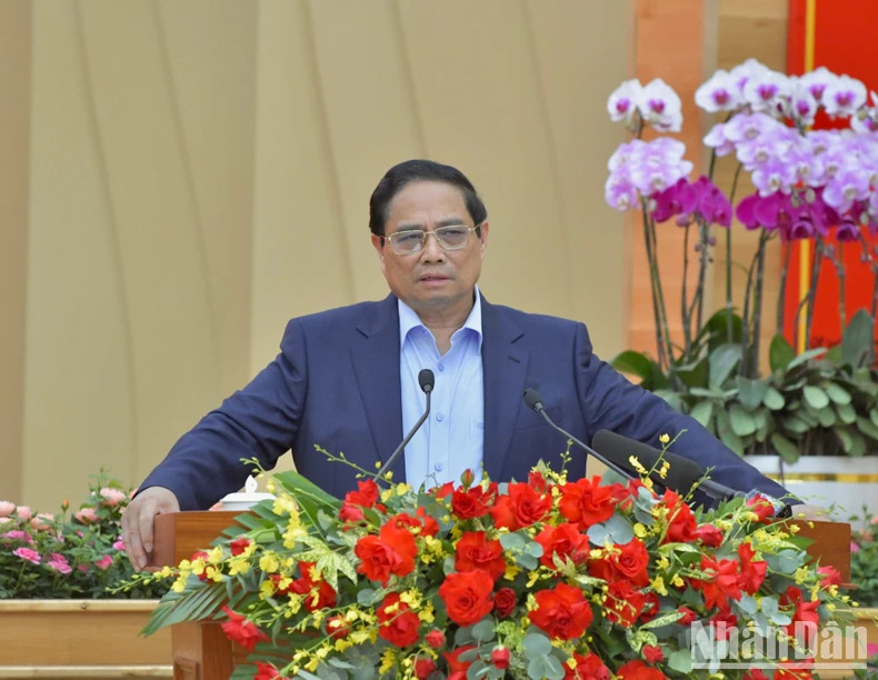 Thủ tướng Chính phủ Phạm Minh Chính phát biểu ý kiến chỉ đạo Hội nghị. (Ảnh: Thanh Giang) Thủ tướng Chính phủ Phạm Minh Chính phát biểu ý kiến chỉ đạo Hội nghị. (Ảnh: Thanh Giang)