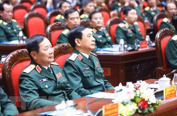 Đại tướng Phan Văn Giang, Phó Bí thư Quân ủy Trung ương, Bộ trưởng Bộ Quốc phòng dự buổi lễ. (Ảnh: Minh Đức/TTXVN)