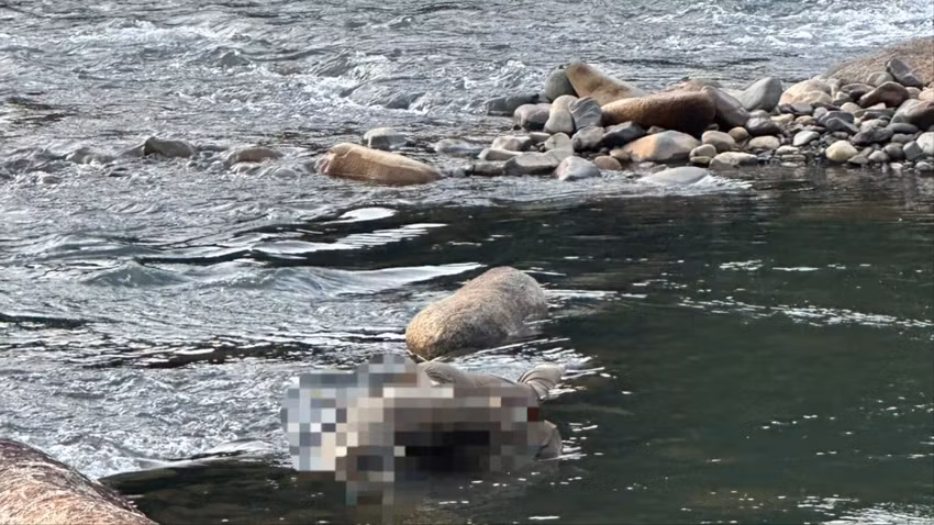 Thi thể người đàn ông dưới sông Đạ Huoai.